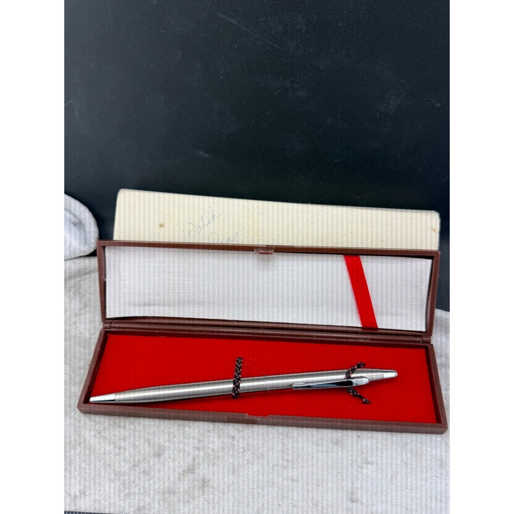 Vintage Comus Pen Silver Tone Digital Watch Display Brushed Metal Boxed